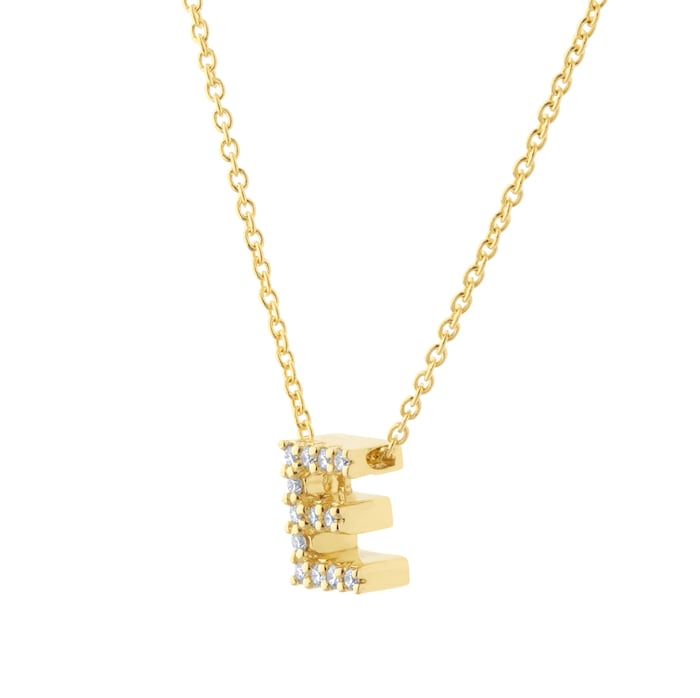 Roberto Coin Tiny Treasures 18ct Yellow Gold 0.06ct Love Letter E Necklace