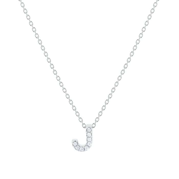Roberto Coin Tiny Treasures 18ct White Gold 0.04ct Love Letter J Necklace
