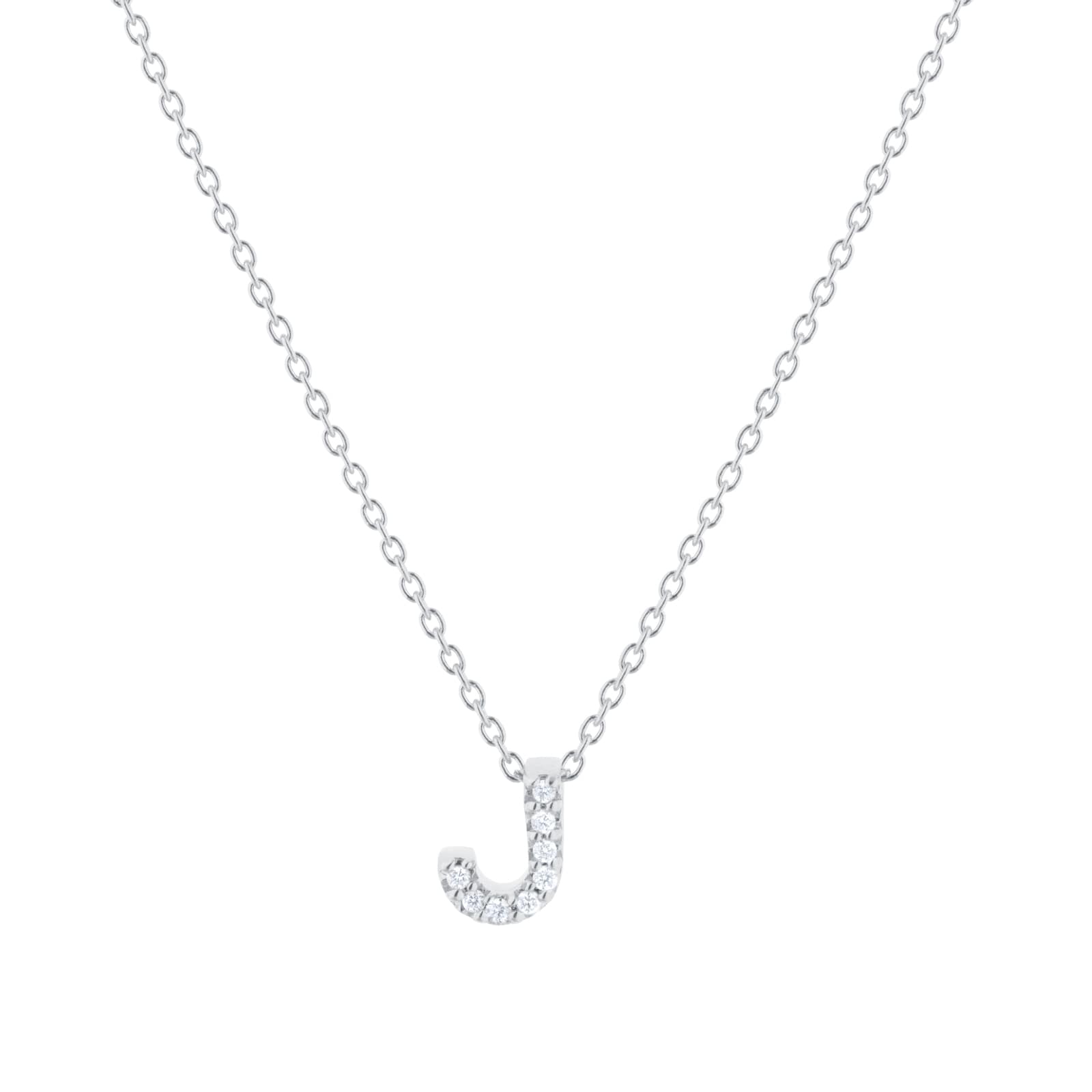 Roberto Coin Tiny Treasures 18ct White Gold 0.04ct Love Letter J Necklace