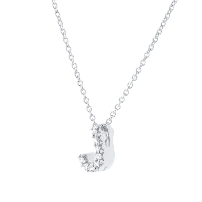 Roberto Coin Tiny Treasures 18ct White Gold 0.04ct Love Letter J Necklace