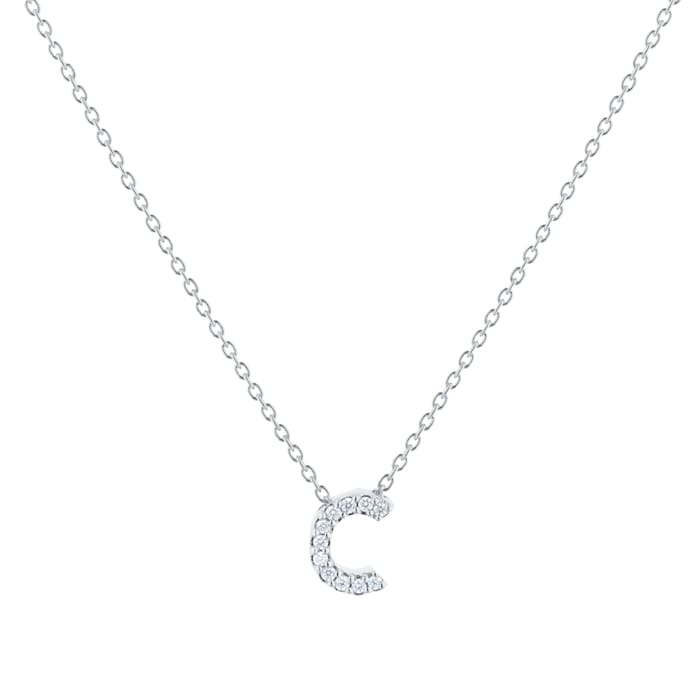 Roberto Coin Tiny Treasures 18ct White Gold 0.05ct Love Letter C Necklace