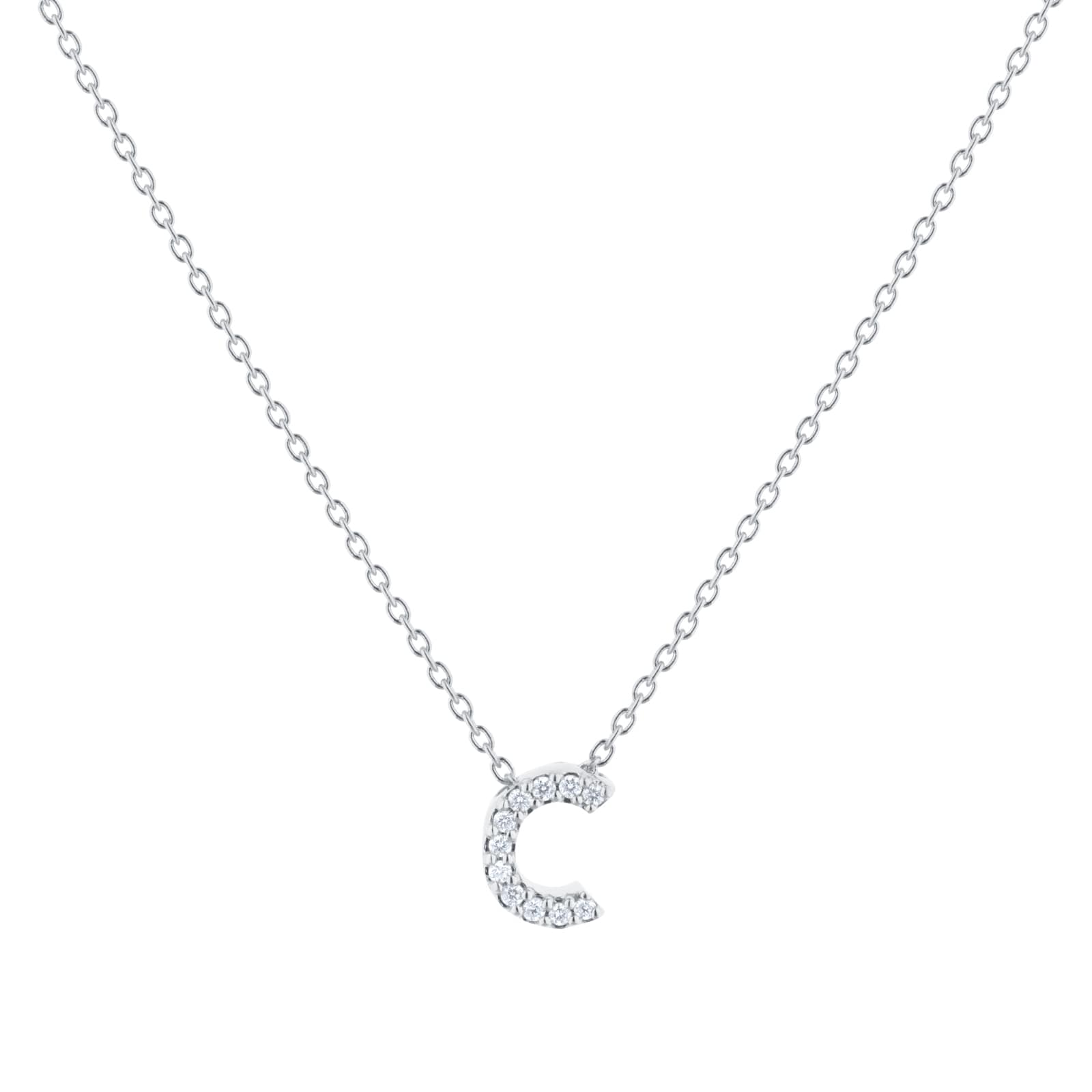 Roberto Coin Tiny Treasures 18ct White Gold 0.05ct Love Letter C Necklace