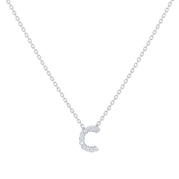 37050111 - Tiny Treasures 18ct White Gold 0.05ct Love Letter C Necklace