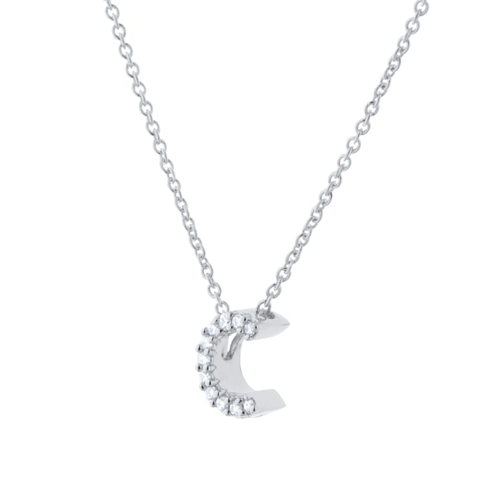 Roberto Coin Tiny Treasures 18ct White Gold 0.05ct Love Letter C Necklace