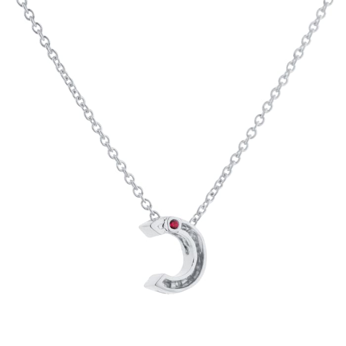 Roberto Coin Tiny Treasures 18ct White Gold 0.05ct Love Letter C Necklace
