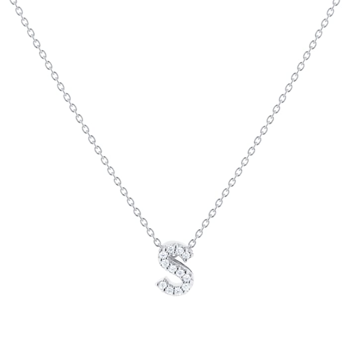 Roberto Coin Tiny Treasures 18ct White Gold 0.05ct Love Letter S Necklace