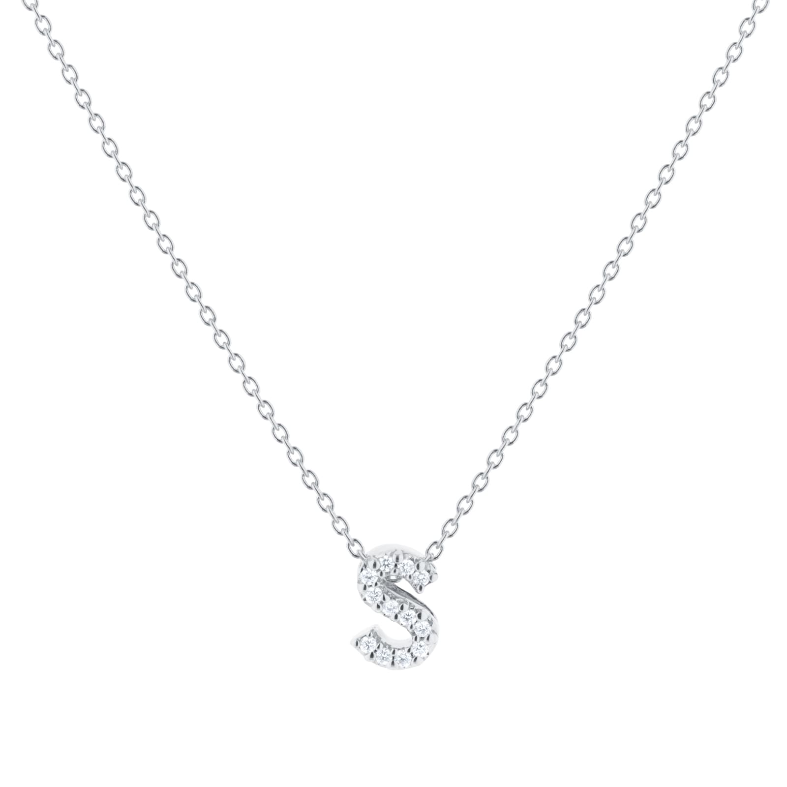 Roberto Coin Tiny Treasures 18ct White Gold 0.05ct Love Letter S Necklace
