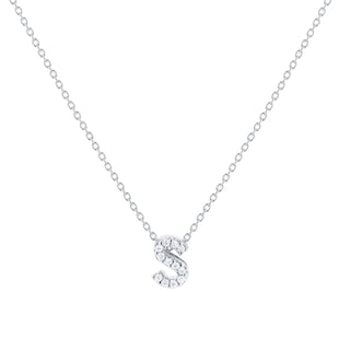 Roberto Coin Tiny Treasures 18ct White Gold 0.05ct Love Letter S Necklace