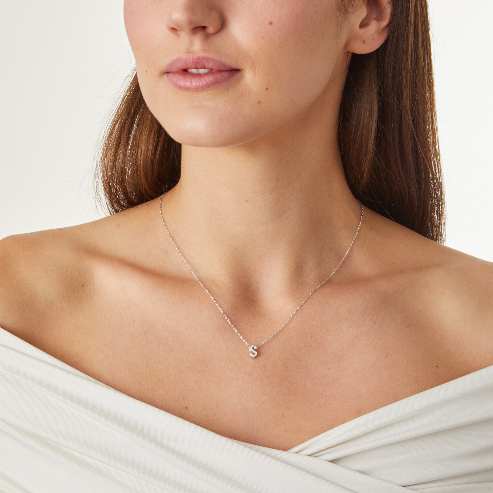 Roberto Coin Tiny Treasures 18ct White Gold 0.05ct Love Letter S Necklace Roberto Coin Tiny Treasures 18ct White Gold 0.05ct Love Letter S Necklace
