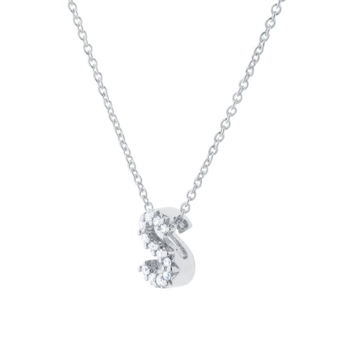 Roberto Coin Tiny Treasures 18ct White Gold 0.05ct Love Letter S Necklace