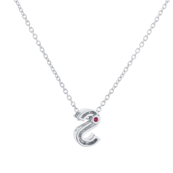 Roberto Coin Tiny Treasures 18ct White Gold 0.05ct Love Letter S Necklace