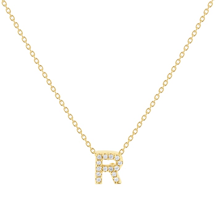 Roberto Coin Tiny Treasures 18ct Yellow Gold 0.06ct Love Letter R Necklace