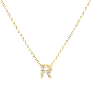 Roberto Coin Tiny Treasures 18ct Yellow Gold 0.06ct Love Letter R Necklace