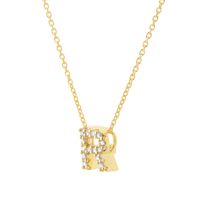 Roberto Coin Tiny Treasures 18ct Yellow Gold 0.06ct Love Letter R Necklace
