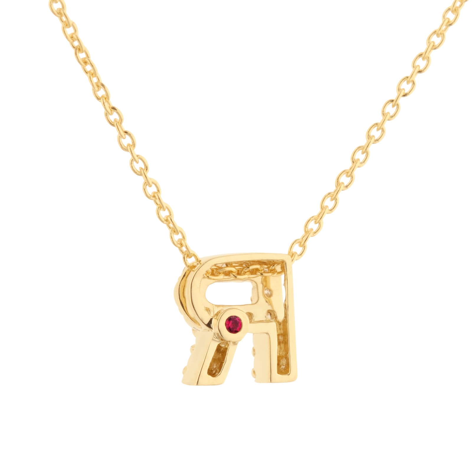 Roberto Coin Tiny Treasures 18ct Yellow Gold 0.06ct Love Letter R Necklace Roberto Coin Tiny Treasures 18ct Yellow Gold 0.06ct Love Letter R Necklace