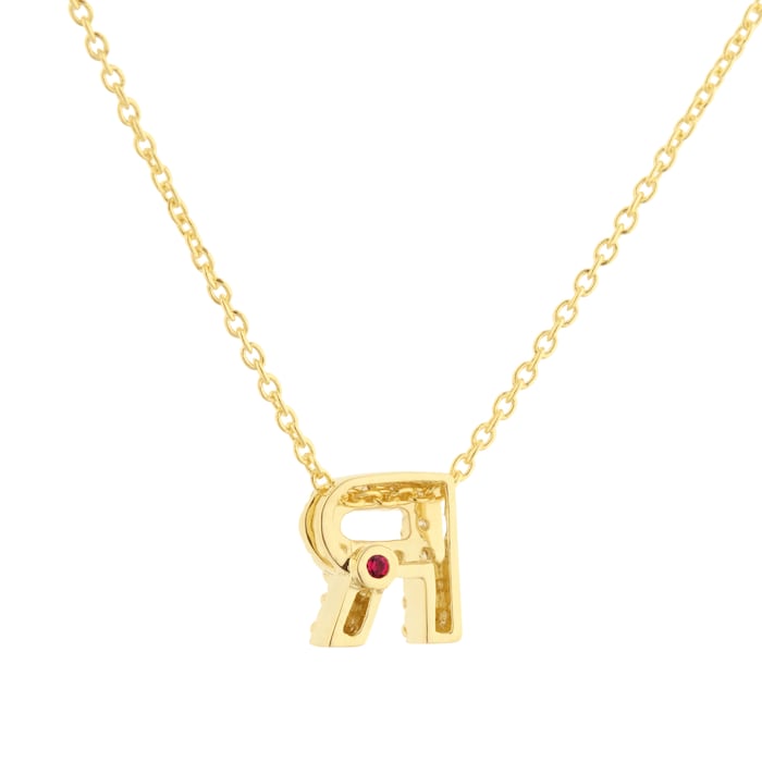 Roberto Coin Tiny Treasures 18ct Yellow Gold 0.06ct Love Letter R Necklace