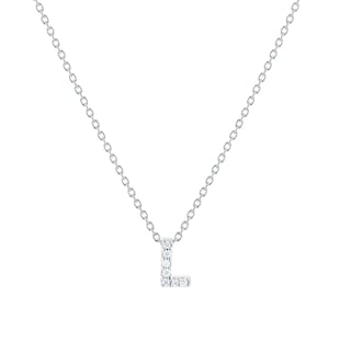 Roberto Coin Tiny Treasures 18ct White Gold 0.03ct Love Letter L Necklace