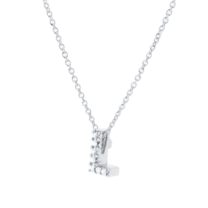 Roberto Coin Tiny Treasures 18ct White Gold 0.03ct Love Letter L Necklace