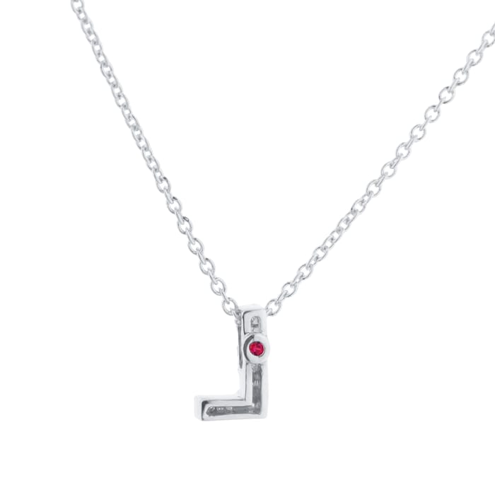 Roberto Coin Tiny Treasures 18ct White Gold 0.03ct Love Letter L Necklace
