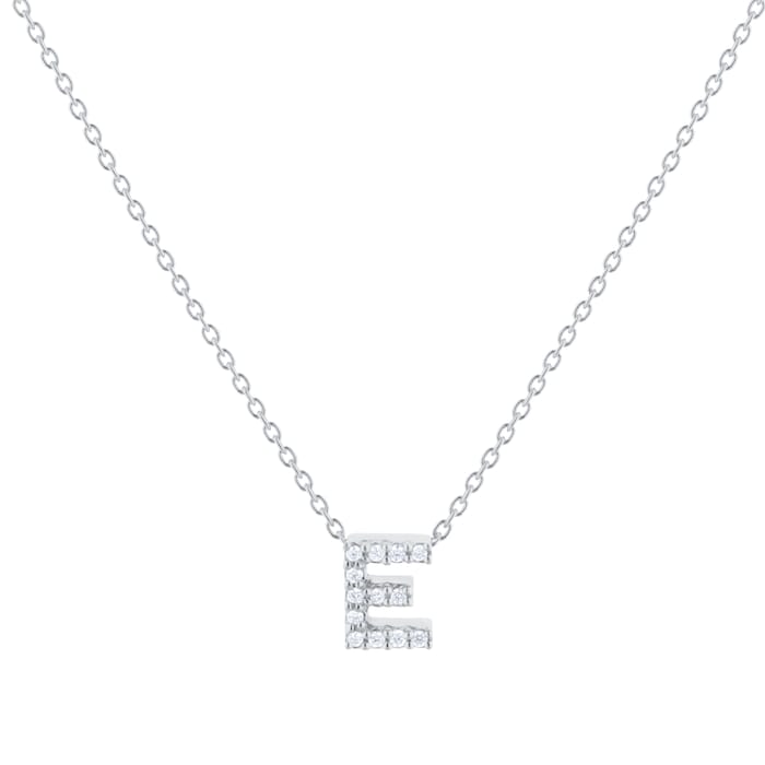 Roberto Coin Tiny Treasures 18ct White Gold 0.06ct Love Letter E Necklace