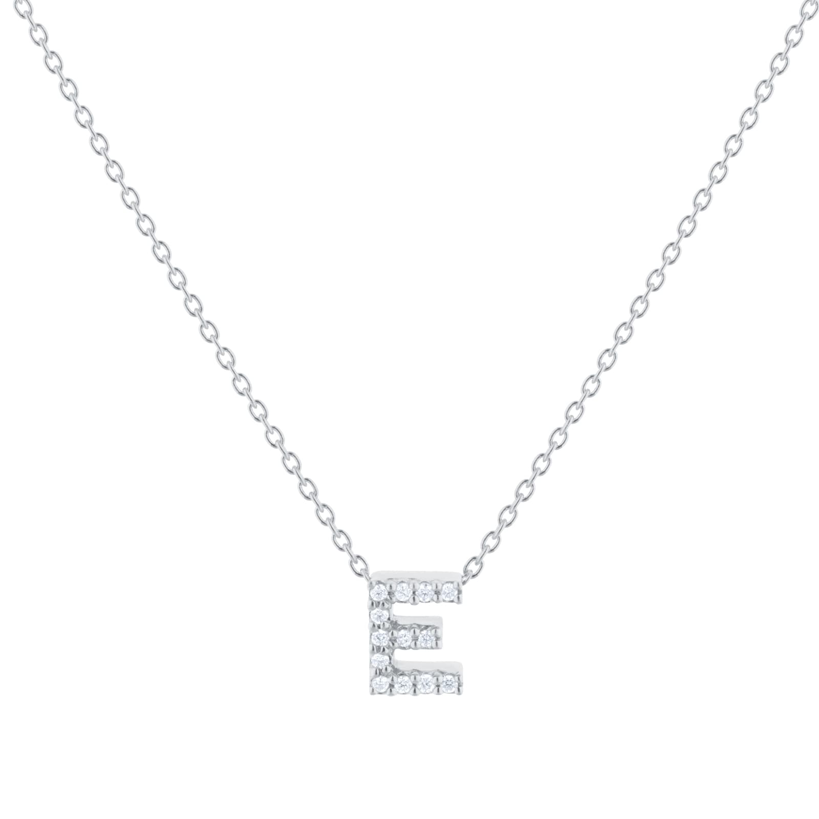 Roberto Coin Tiny Treasures 18ct White Gold 0.06ct Love Letter E Necklace