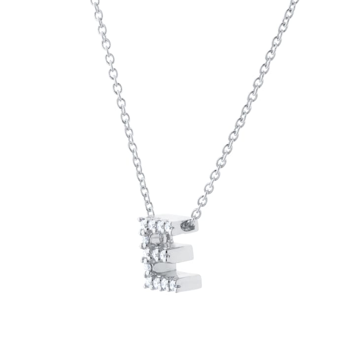 Roberto Coin Tiny Treasures 18ct White Gold 0.06ct Love Letter E Necklace