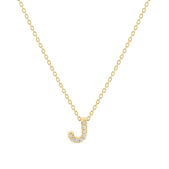 Roberto Coin Tiny Treasures 18ct Yellow Gold 0.04ct Love Letter J Necklace