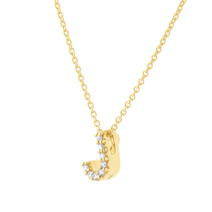 Roberto Coin Tiny Treasures 18ct Yellow Gold 0.04ct Love Letter J Necklace