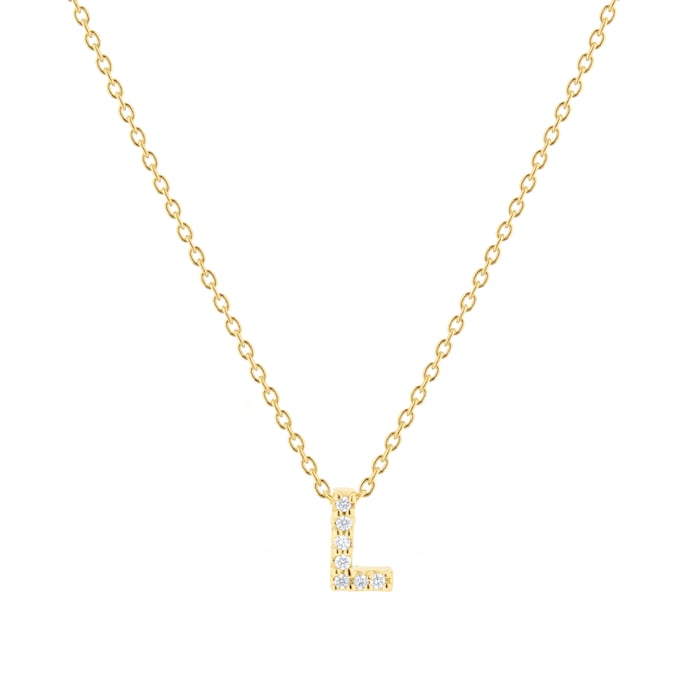 Roberto Coin Tiny Treasures 18ct Yellow Gold 0.03ct Love Letter L Necklace