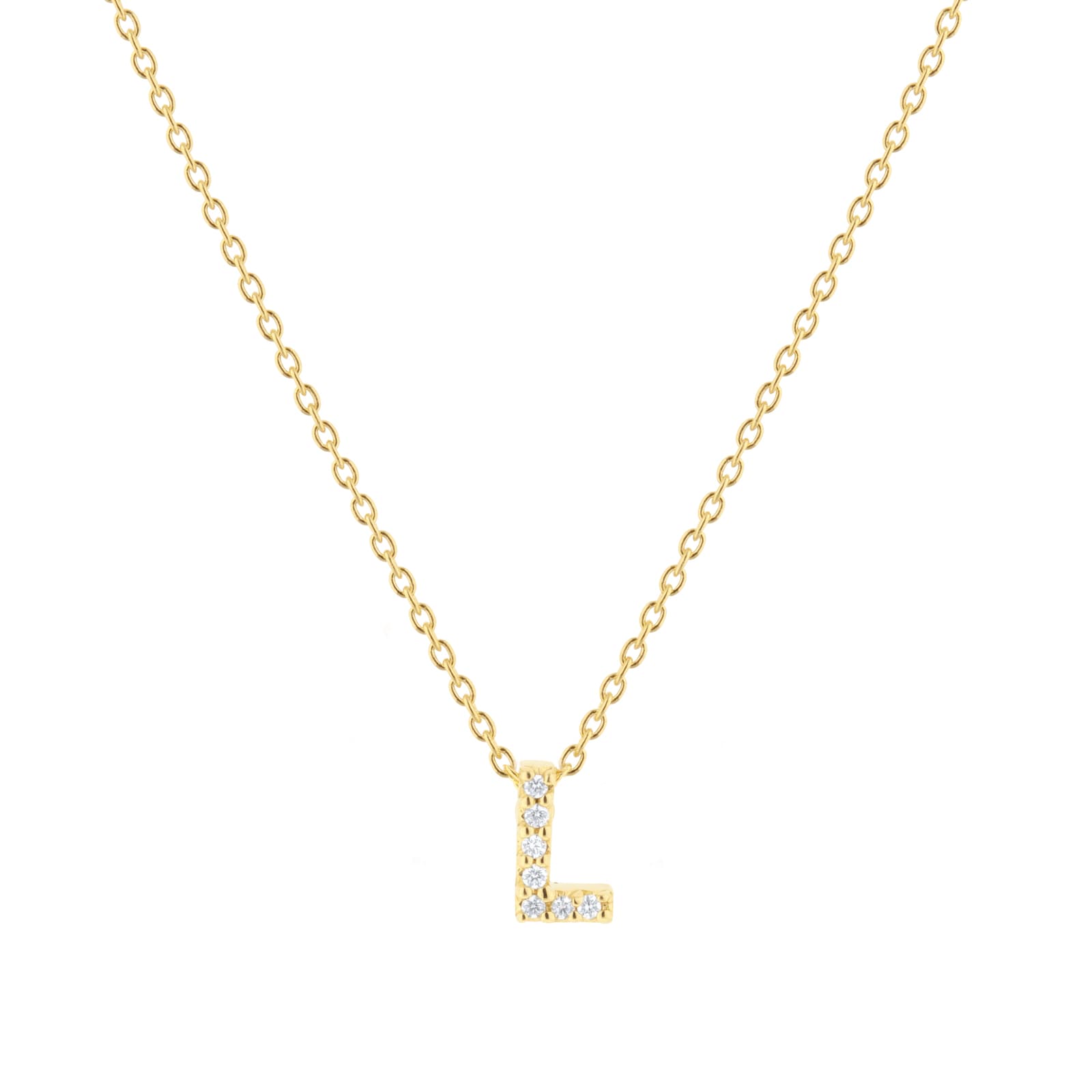 Roberto Coin Tiny Treasures 18ct Yellow Gold 0.03ct Love Letter L Necklace