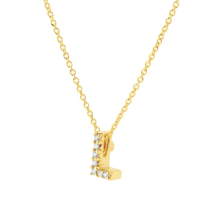 Roberto Coin Tiny Treasures 18ct Yellow Gold 0.03ct Love Letter L Necklace