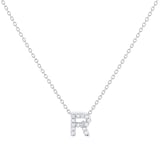 Roberto Coin Tiny Treasures 18ct White Gold 0.06ct Love Letter R Necklace