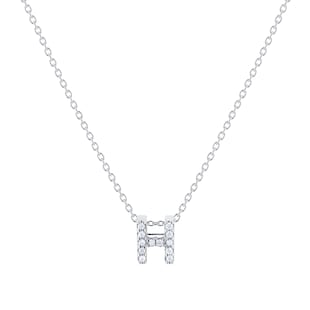Roberto Coin Tiny Treasures 18ct White Gold 0.06ct Love Letter H Necklace