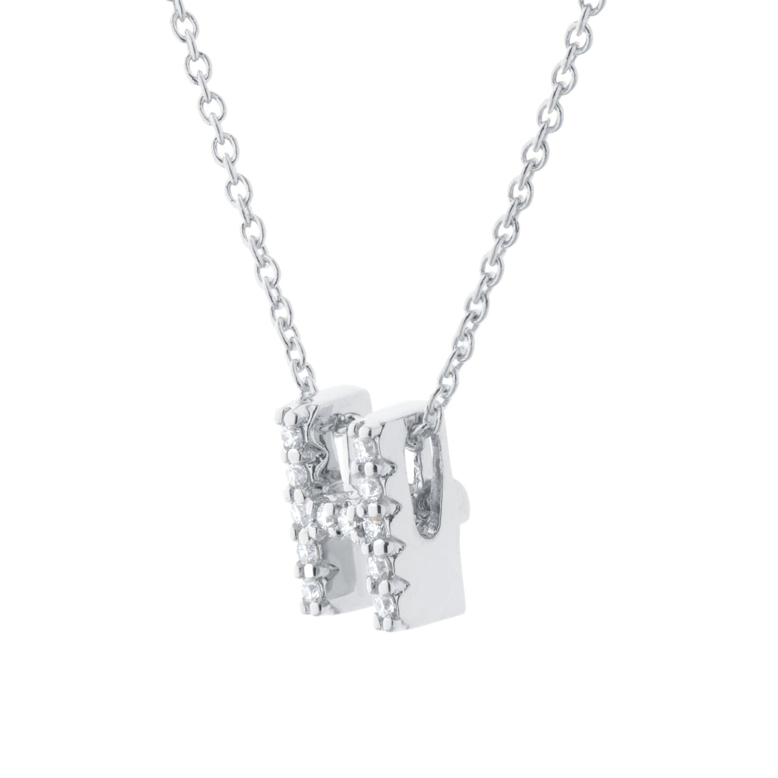 Roberto Coin Tiny Treasures 18ct White Gold 0.06ct Love Letter H Necklace Roberto Coin Tiny Treasures 18ct White Gold 0.06ct Love Letter H Necklace