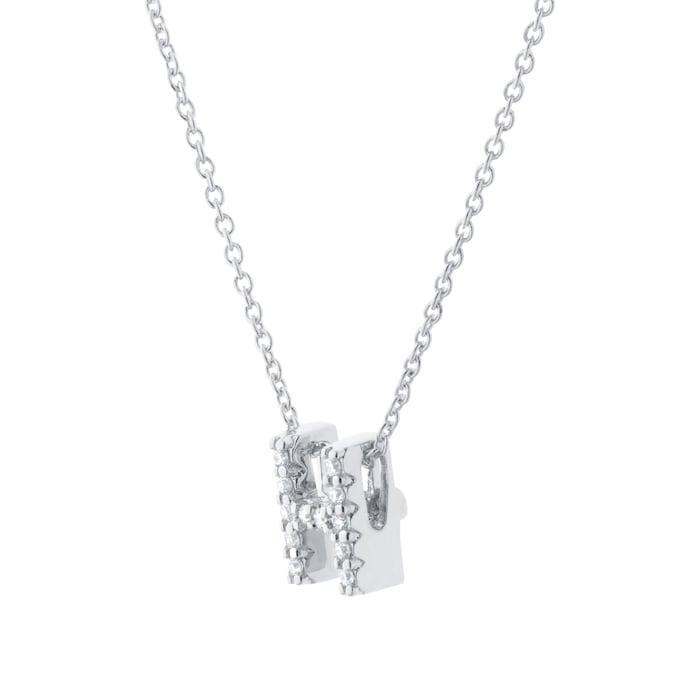Roberto Coin Tiny Treasures 18ct White Gold 0.06ct Love Letter H Necklace