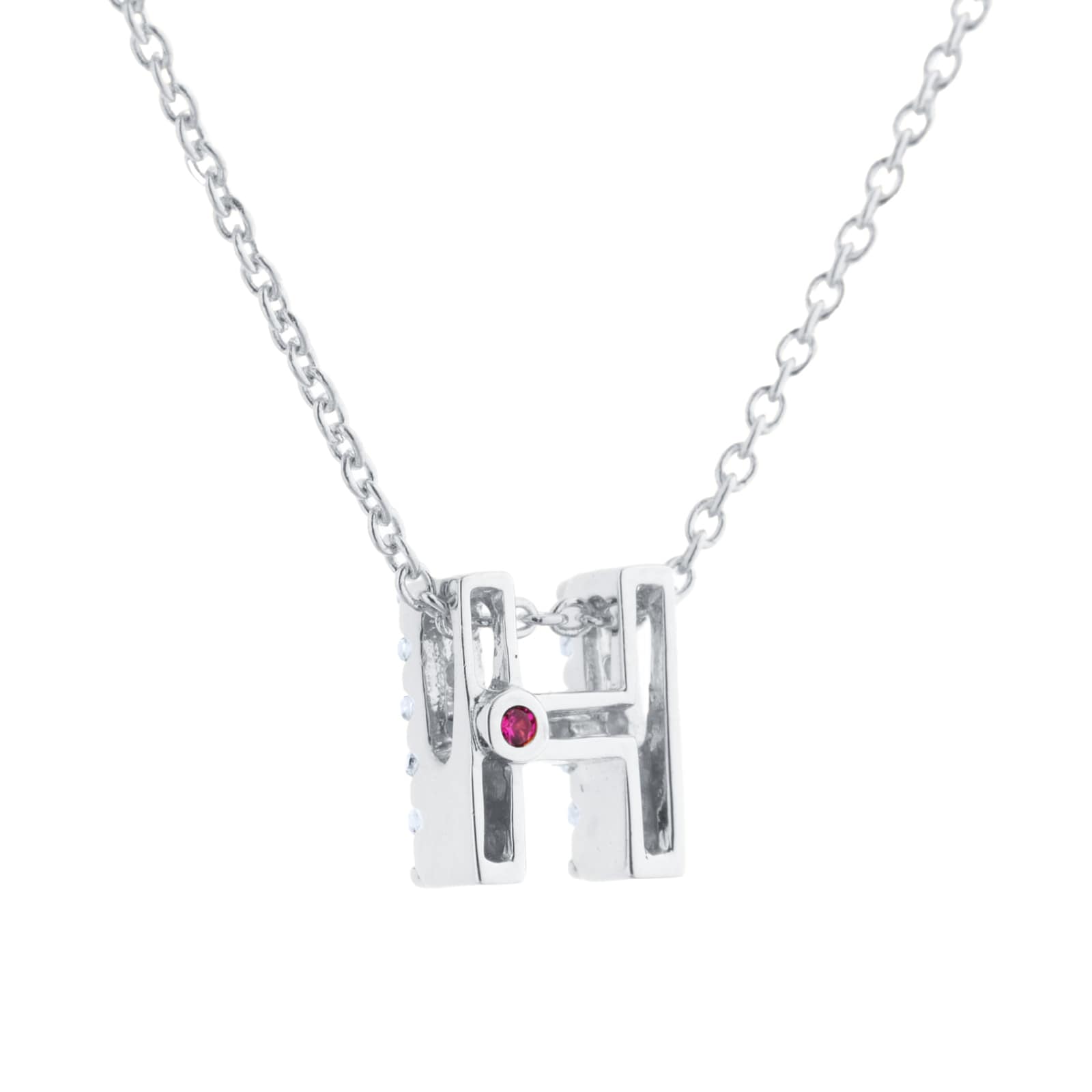 Roberto Coin Tiny Treasures 18ct White Gold 0.06ct Love Letter H Necklace Roberto Coin Tiny Treasures 18ct White Gold 0.06ct Love Letter H Necklace
