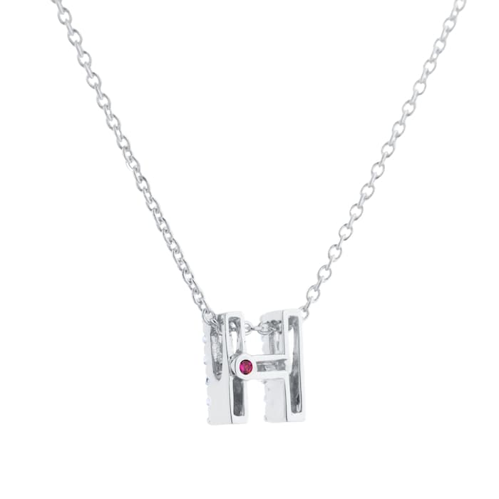 Roberto Coin Tiny Treasures 18ct White Gold 0.06ct Love Letter H Necklace