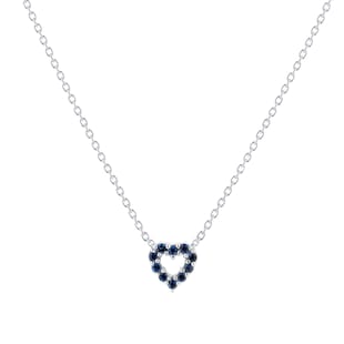 Roberto Coin Tiny Treasures 18ct White Gold 0.10ct Diamond & 0.10ct Sapphire Heart Necklace