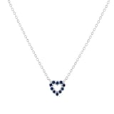 Roberto Coin Tiny Treasures 18ct White Gold 0.10ct Diamond & 0.10ct Sapphire Heart Necklace