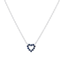 37050120 - Tiny Treasures 18ct White Gold 0.10ct Diamond & 0.10ct Sapphire Heart Necklace
