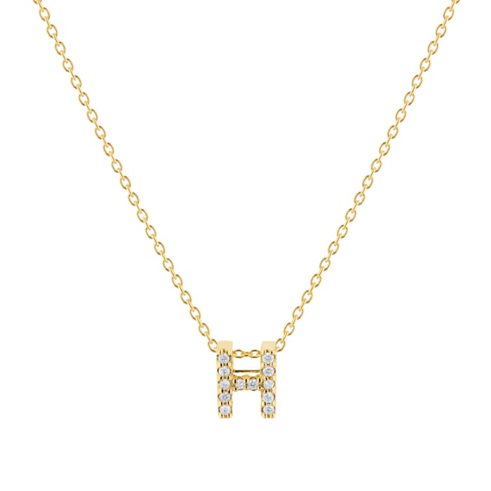 Roberto Coin Tiny Treasures 18ct Yellow Gold 0.06ct Love Letter H Necklace