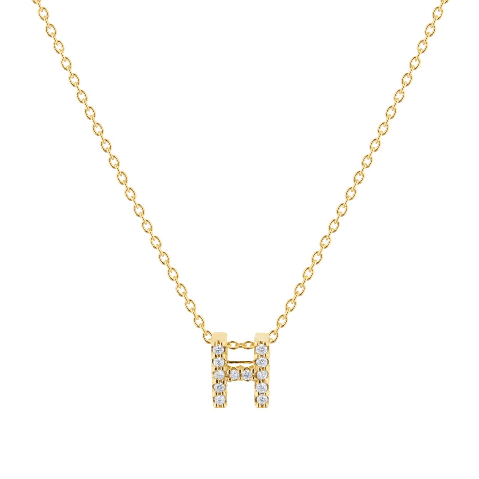 Roberto Coin Tiny Treasures 18ct Yellow Gold 0.06ct Love Letter H Necklace