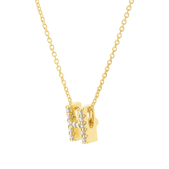 Roberto Coin Tiny Treasures 18ct Yellow Gold 0.06ct Love Letter H Necklace