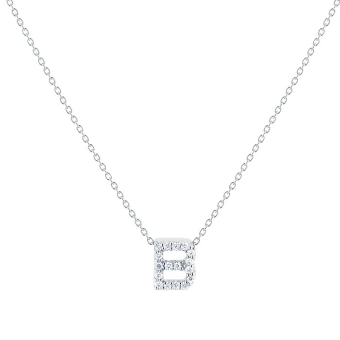 Roberto Coin Tiny Treasures 18ct White Gold 0.06ct Love Letter B Necklaces