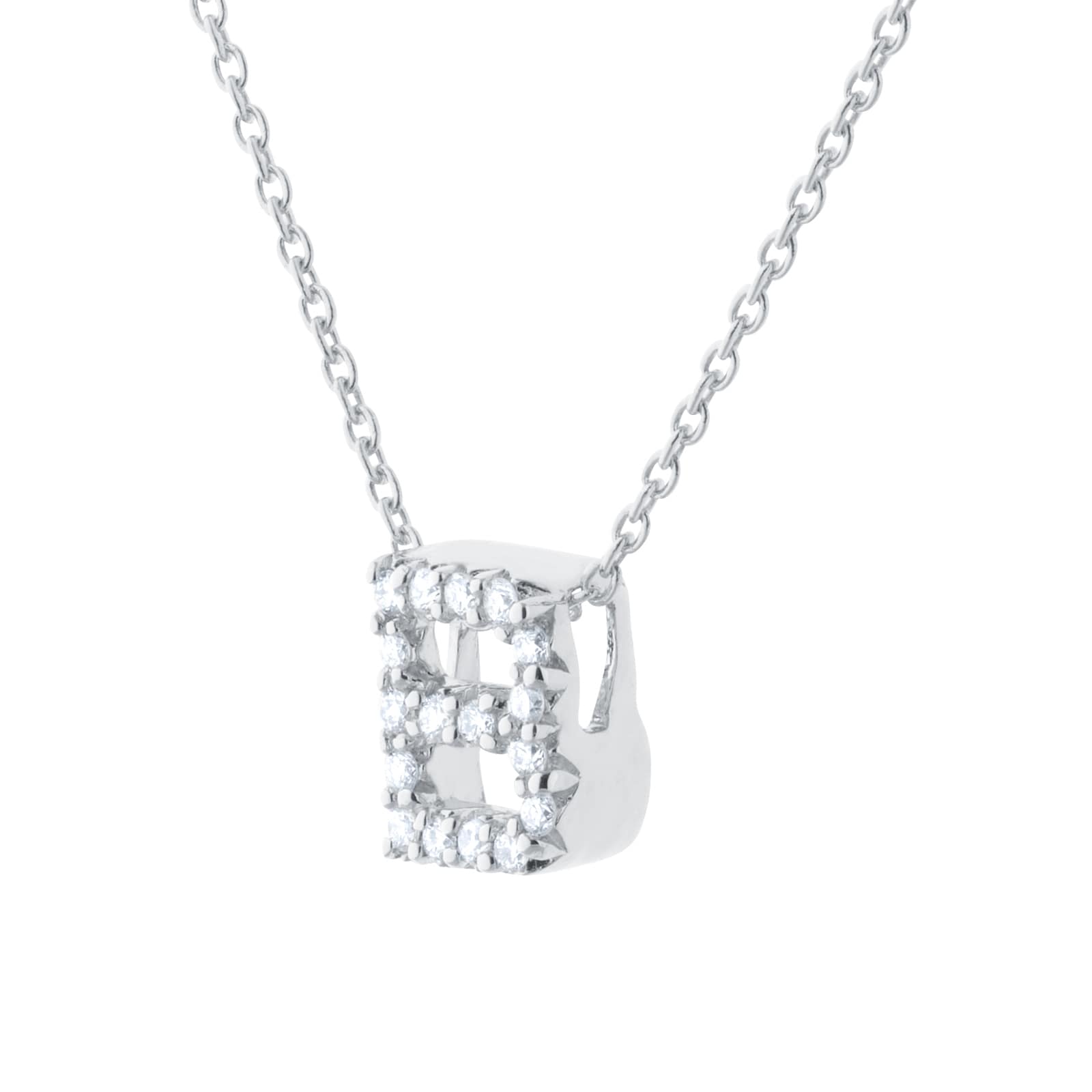 Roberto Coin Tiny Treasures 18ct White Gold 0.06ct Love Letter B Necklaces Roberto Coin Tiny Treasures 18ct White Gold 0.06ct Love Letter B Necklaces
