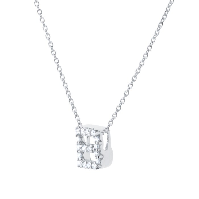 Roberto Coin Tiny Treasures 18ct White Gold 0.06ct Love Letter B Necklaces