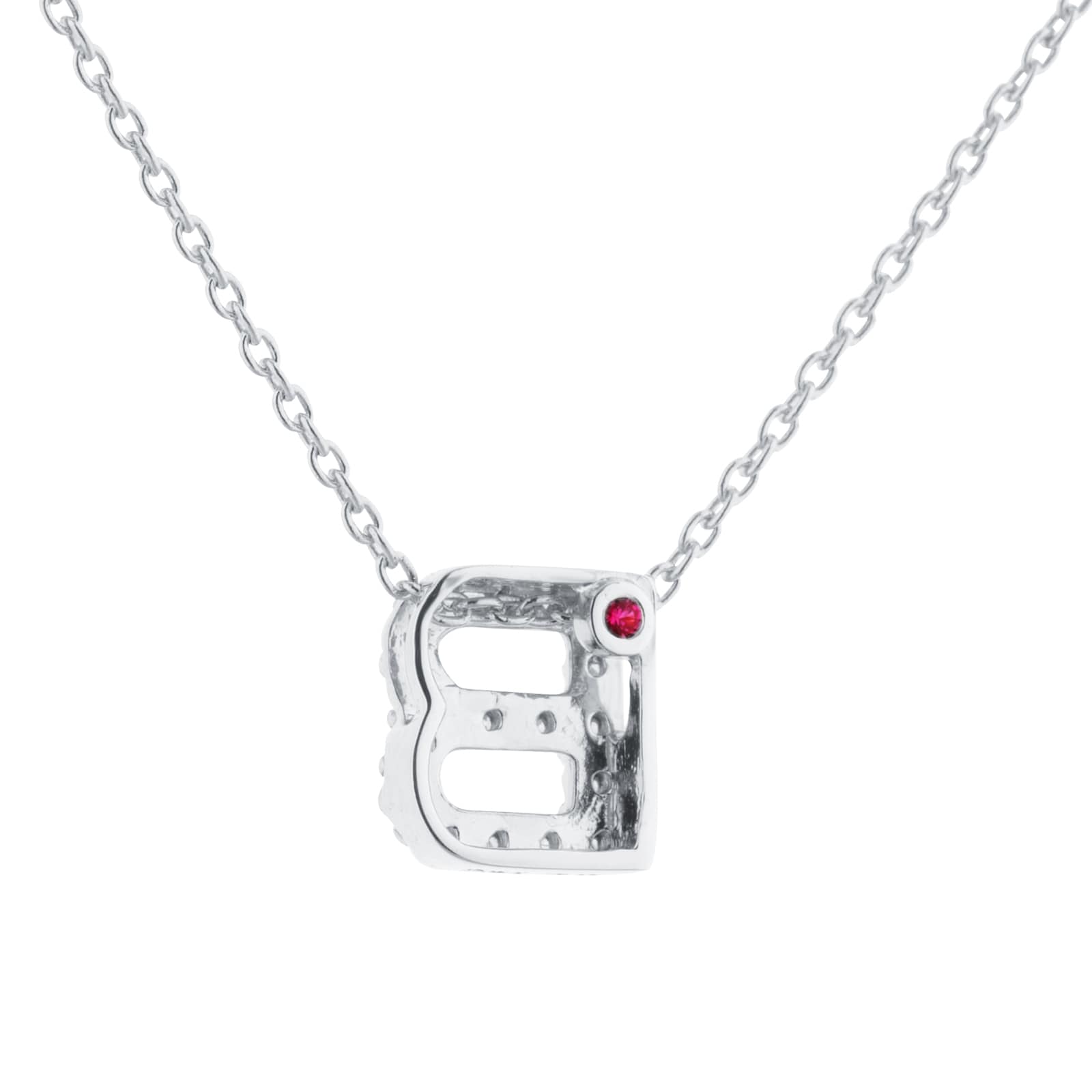 Roberto Coin Tiny Treasures 18ct White Gold 0.06ct Love Letter B Necklaces Roberto Coin Tiny Treasures 18ct White Gold 0.06ct Love Letter B Necklaces