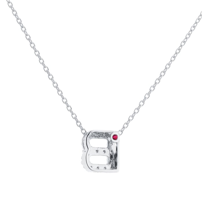 Roberto Coin Tiny Treasures 18ct White Gold 0.06ct Love Letter B Necklaces