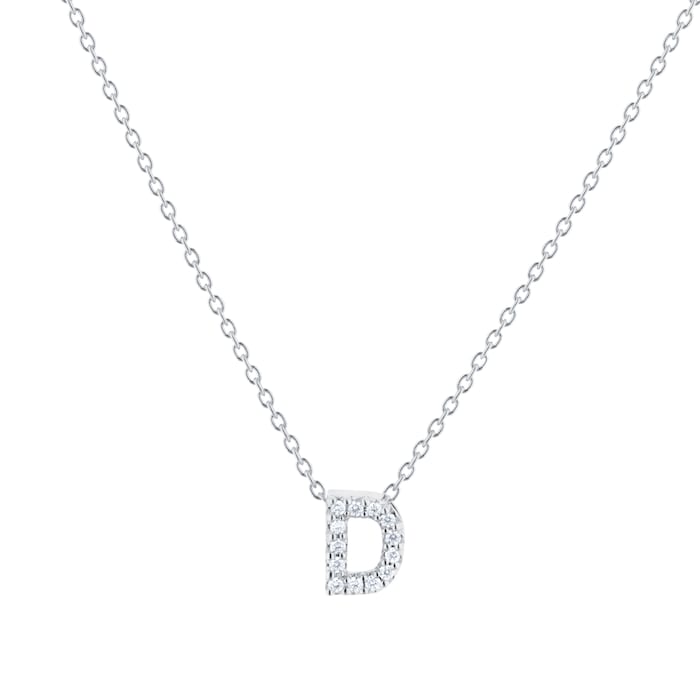 Roberto Coin Tiny Treasures 18ct White Gold 0.06ct Love Letter D Necklaces
