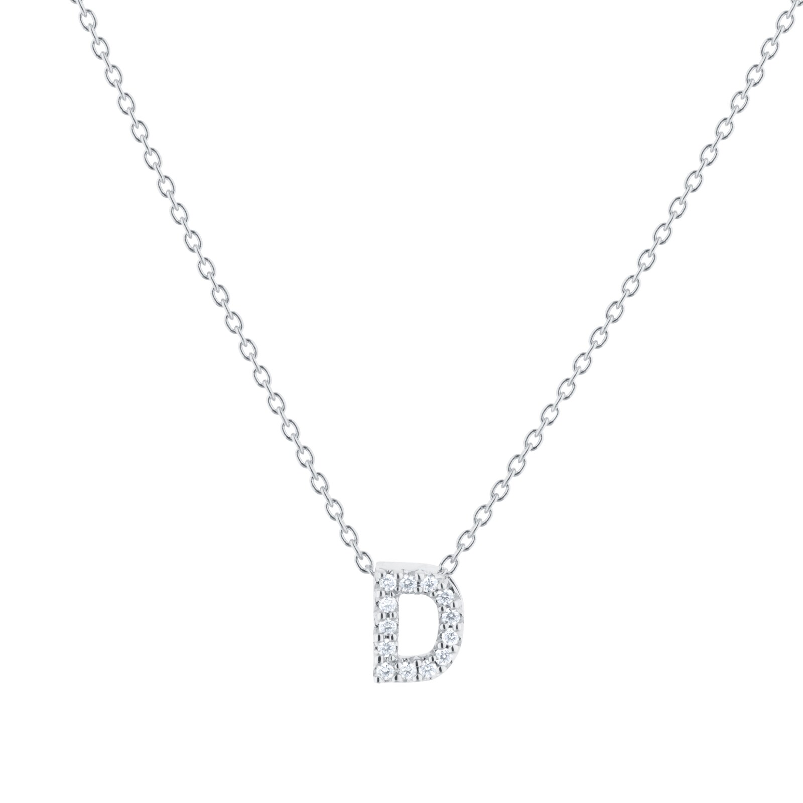 Roberto Coin Tiny Treasures 18ct White Gold 0.06ct Love Letter D Necklaces